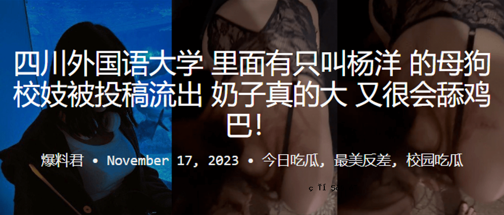 四川外国语大学，日门，你们给杨母狗女学生喊话，已经发帖了，被泄露的女儿真实大鞋也发帖了。